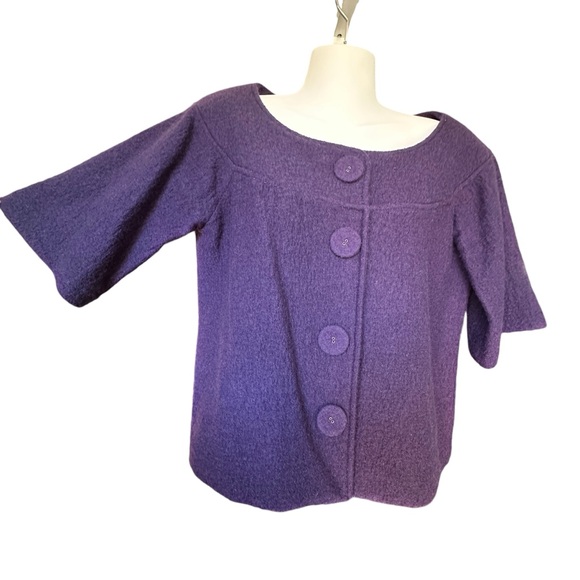 Wool Elbow Sleeve Cardigan / Coat Large Snap Closures Classic Oversized Small - Picture 1 of 10